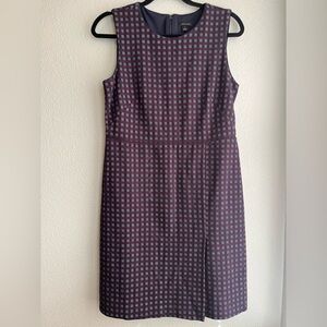 Ann Taylor Navy and Burgundy Gingham Shift Dress